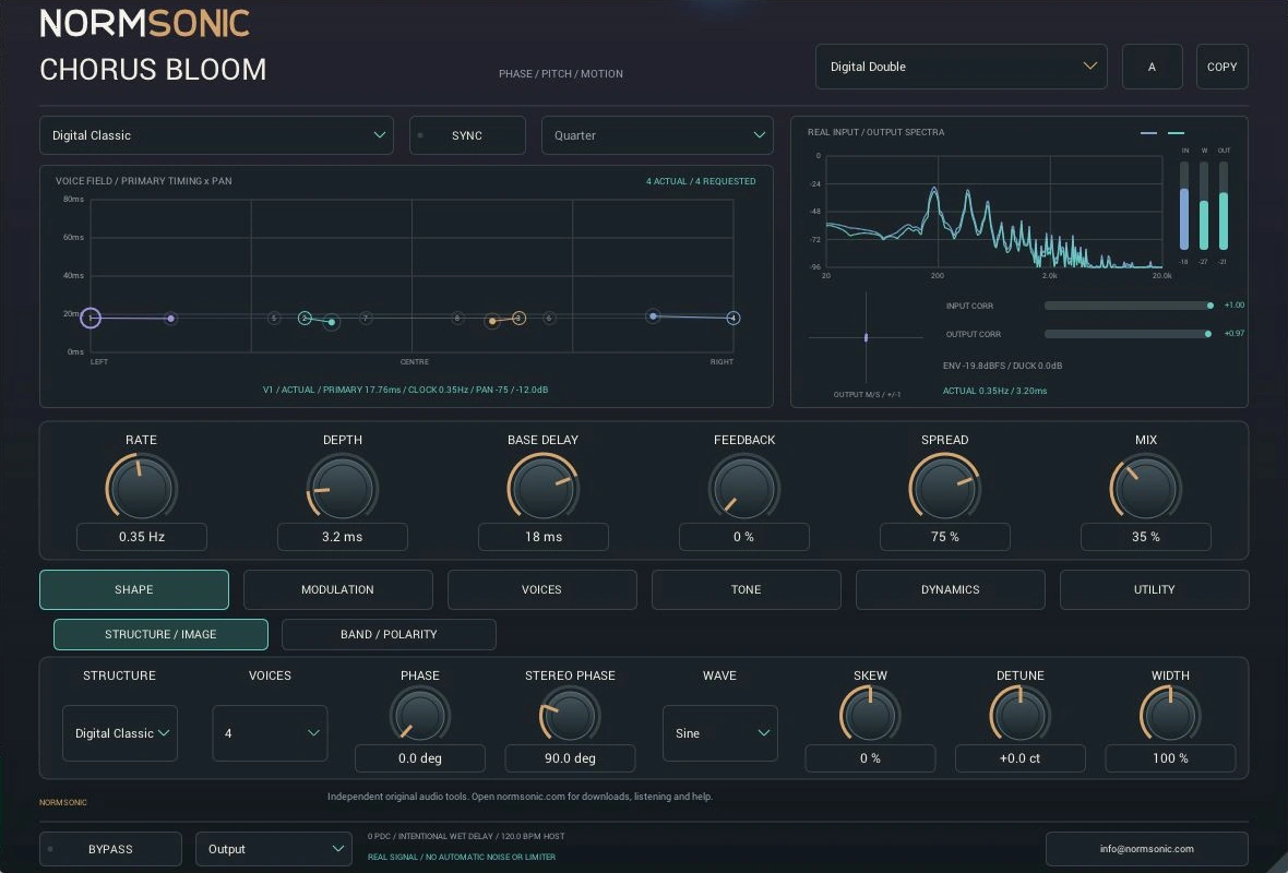 Dejanski vmesnik aplikacije CHORUS BLOOM 0.1.0