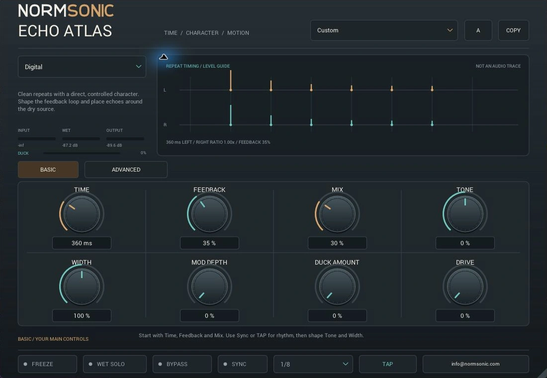 Dejanski vmesnik ECHO ATLAS 0.1.0 z izbranim Digital