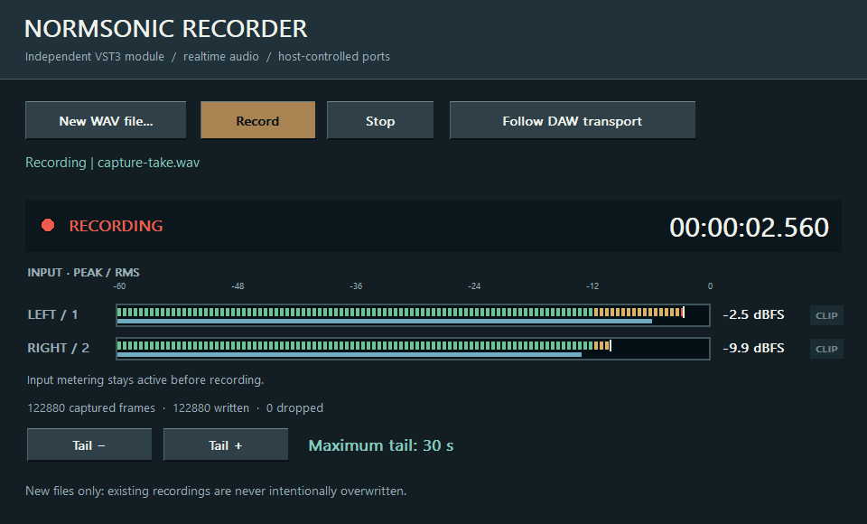 Dejanski izvorni vmesnik · NORMSONIC RECORDER